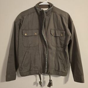 Womens Lucky Brand Jacket with Patterned Trim